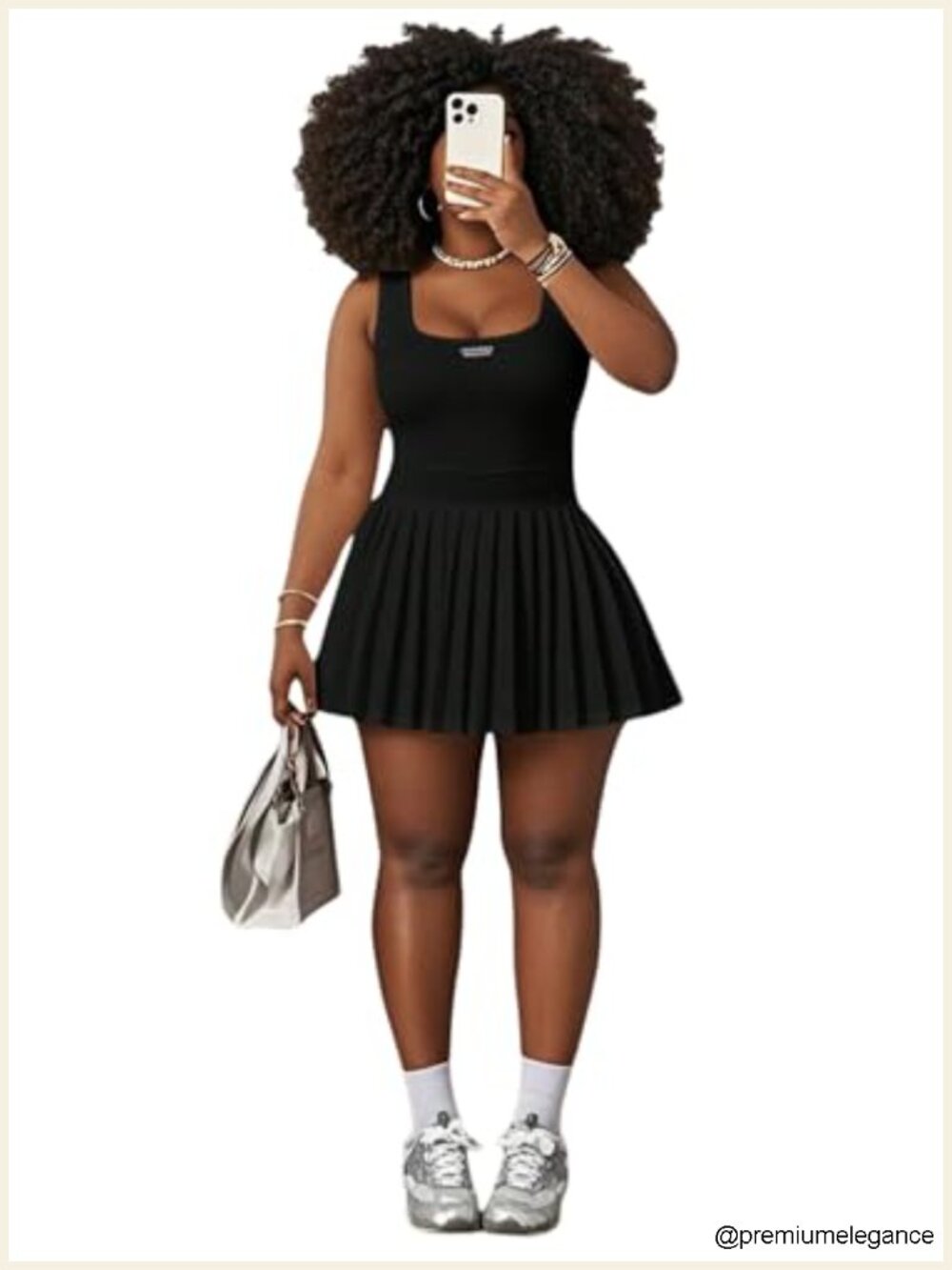 Plus Size Tennis Dress Pleated A-Line Tank Athletic Dress Square Neck